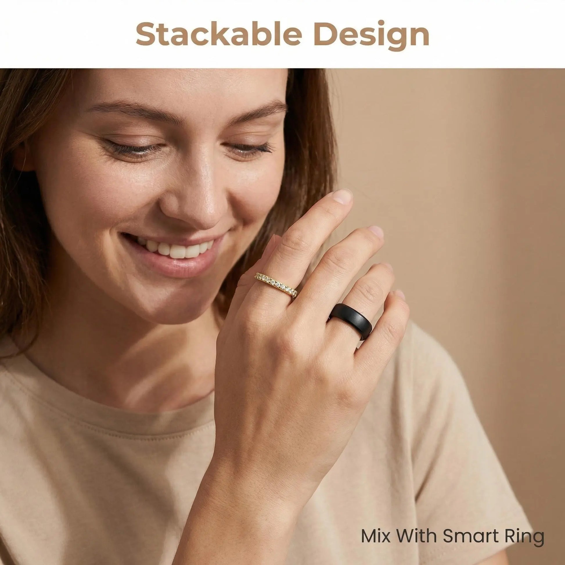 Adjustable Open Band, Stackable Design, Works Perfectly with Your Smart Ring. Single or Multi-Stone Options, Versatile for Any Outfit, and Can Be Paired with Smart Rings. Makes a Perfect Gift for the Holidays.